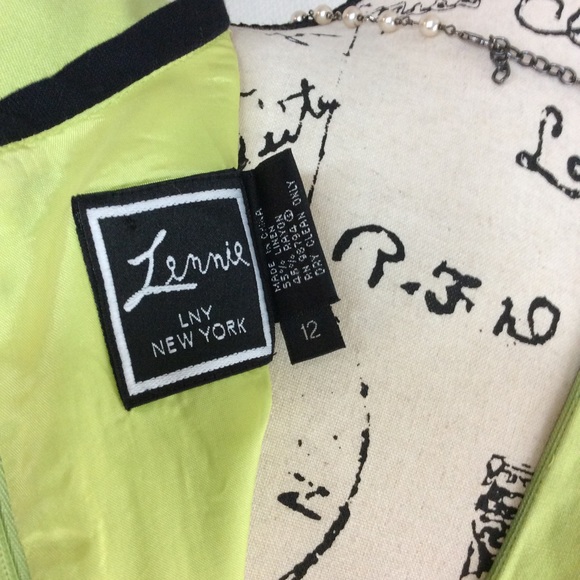 Lennie NY Lime Green Navy Linen Blend Dress 12 - Picture 9 of 11